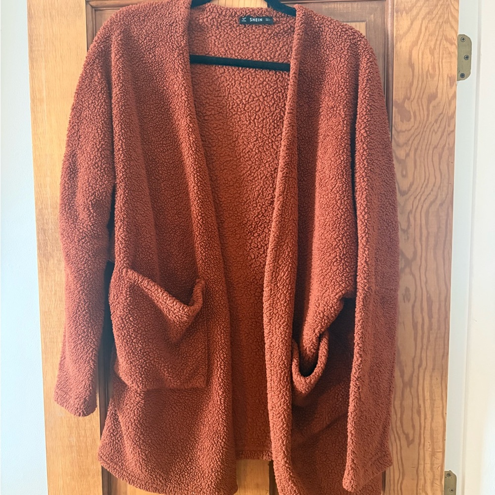 SHEIN Rust Open-Front Cardigan
